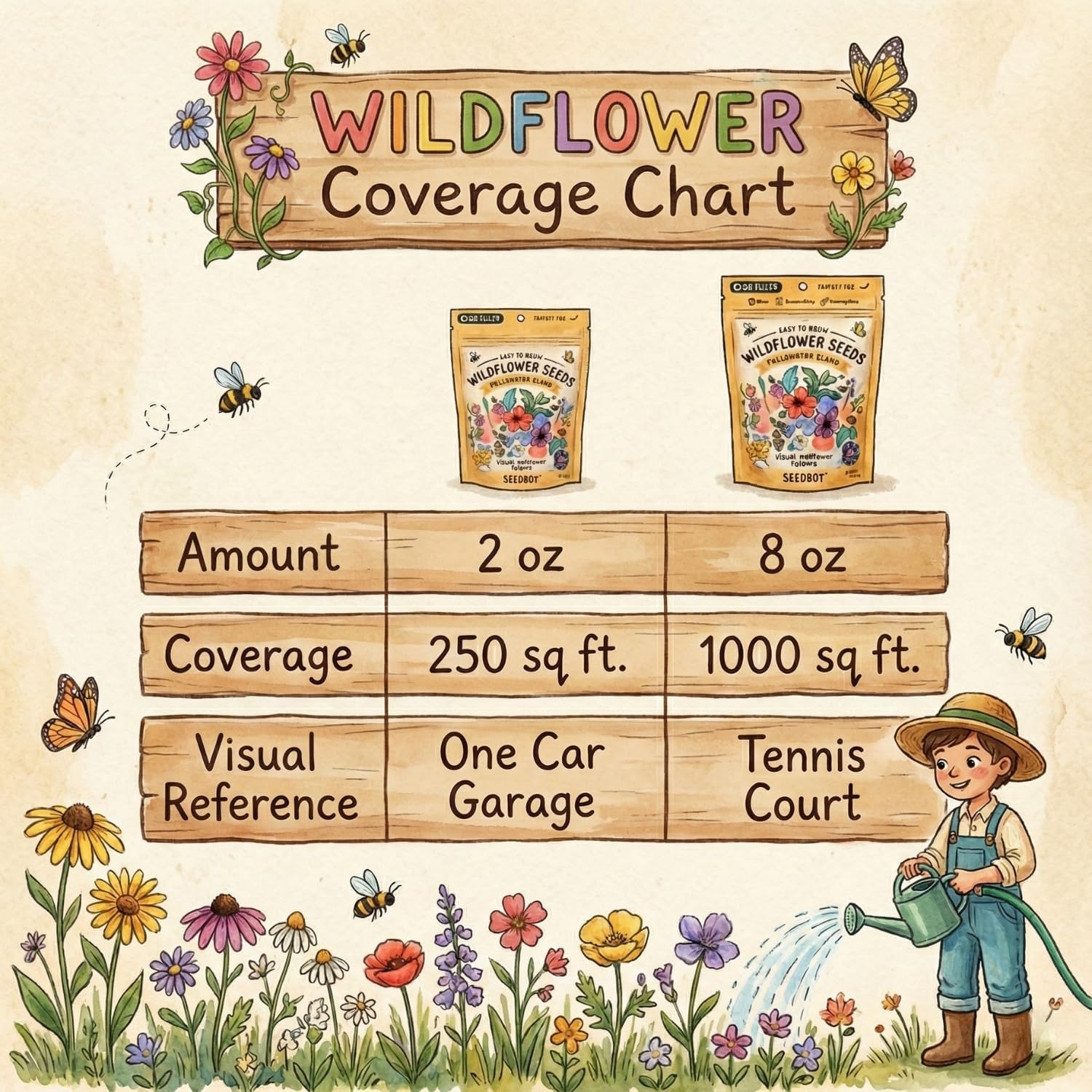 Seedboy Non-GMO Wildflower Seeds for Pollinators Bees Butterflies (2oz) | 40,000+ Seeds, 47 Annual and Perennial Varieties; Attracts Hummingbirds; Bulk Scatter Mix for Meadows - Image 5