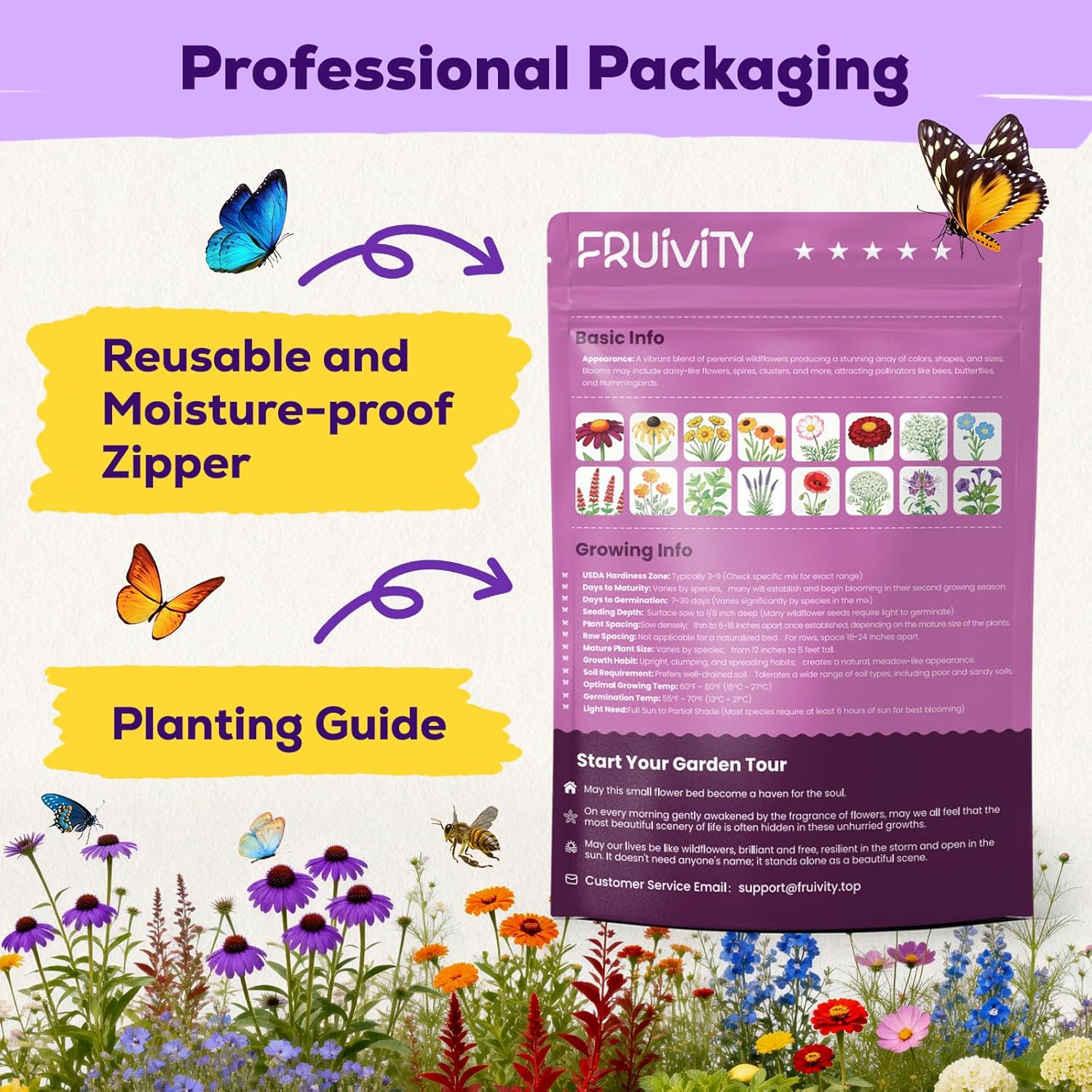 200,000+ Wildflower Seeds Bulk (4oz) – 16 Varieties Perennial & Annual Mix, Attract Bees, Butterflies & Hummingbirds, High Germination for Outdoor Pollinator Garden, Unique Gift for Mother, Women, Mom - Image 5