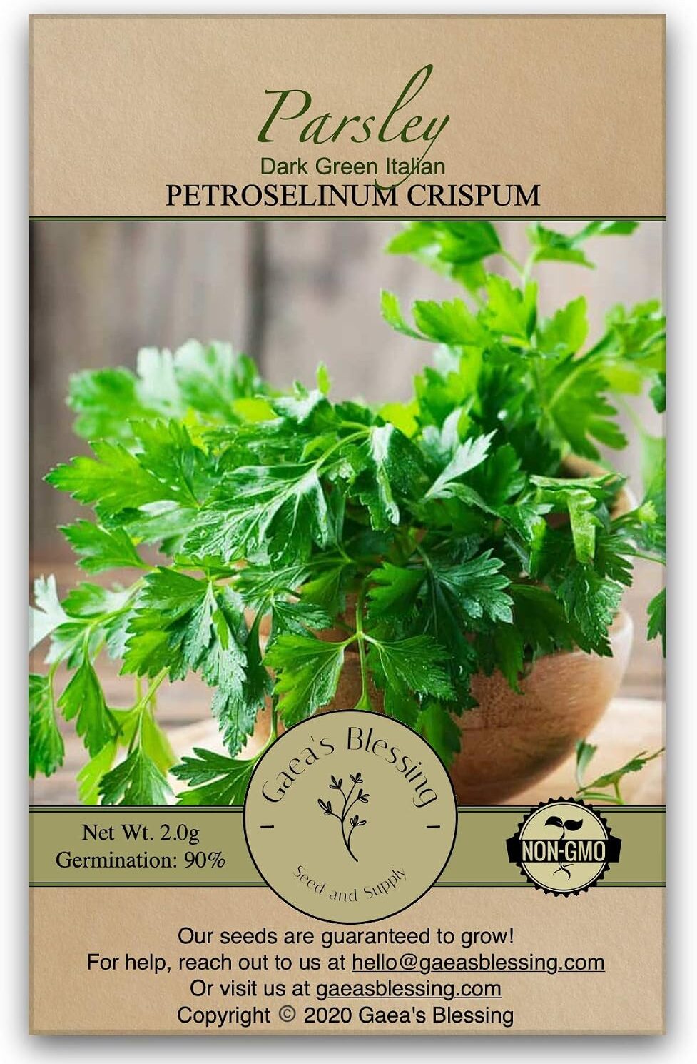 Seeds - Parsley Seeds - Dark Green Italian - Non-GMO Seeds with Easy to Follow Instructions - Open-Pollinated High Yield Heirloom 90% Germination Rate 2.0g